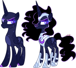 Size: 2535x2269 | Tagged: safe, artist:kurosawakuro, oc, alicorn, pony, g4, armor, bald, base used, high res, offspring, parent:king sombra, parent:nightmare moon, parents:sombramoon, simple background, solo, transparent background