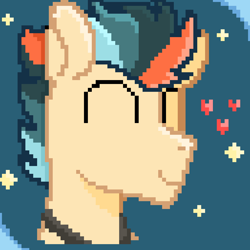 Size: 1280x1280 | Tagged: safe, oc, oc only, oc:turbo swifter, pony, eyes closed, goggles, happy, heart, male, pixel art, smiling, stallion, stars