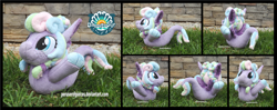 Size: 4425x1754 | Tagged: safe, artist:peruserofpieces, oc, oc only, oc:taffy, seapony (g4), convention, female, happy, high res, irl, mascot, photo, plushie, seapony oc, seaquestria fest, smiling, solo