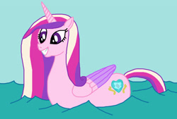 Size: 2838x1914 | Tagged: safe, artist:sb1991, derpibooru exclusive, princess cadance, alicorn, pony, canterlot wedding 10th anniversary, g4, missing accessory, smiling, solo, swandance, swimming, water