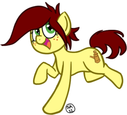 Size: 408x370 | Tagged: safe, artist:serenamidori, oc, oc only, oc:canni soda, earth pony, pony, 2012, earth pony oc, female, freckles, mare, simple background, solo, transparent background