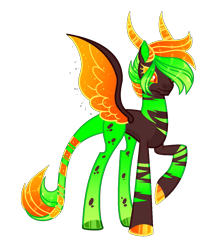 Size: 1039x1261 | Tagged: safe, artist:lilywolfpie, oc, oc only, hybrid, pegasus, pony, hair, simple background, solo, spread wings, transparent background, wings