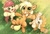 Size: 2048x1378 | Tagged: safe, artist:paipaishuaige, applejack, bright mac, pear butter, earth pony, pony, g4, brightabetes, buttercup, chest fluff, cute, daaaaaaaaaaaw, father and child, father and daughter, female, filly, filly applejack, flower, flower in hair, grin, happy, hat, jackabetes, male, mare, mother and child, mother and daughter, pearabetes, smiling, stallion, trio, weapons-grade cute, younger