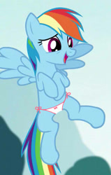 Size: 330x520 | Tagged: safe, edit, edited screencap, screencap, rainbow dash, pegasus, pony, g4, season 5, what about discord?, clothes, cute, female, laughing, mare, panties, solo, underwear, underwear edit
