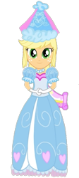 Size: 357x794 | Tagged: safe, artist:darlycatmake, applejack, human, equestria girls, look before you sleep, clothes, dress, dressup, froufrou glittery lacy outfit, gloves, hat, hennin, jewelry, long gloves, necklace, princess, princess applejack, simple background, solo, transparent background