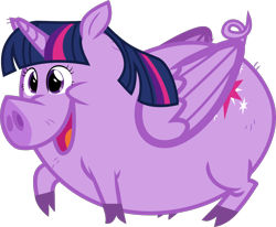 Size: 1200x989 | Tagged: artist needed, source needed, safe, twilight sparkle, alicorn, pig, pony, g4, cloven hooves, cute, female, folded wings, full body, horn, open mouth, open smile, pigified, simple background, smiling, solo, species swap, transparent background, twilight porkle, twilight sparkle (alicorn), wings