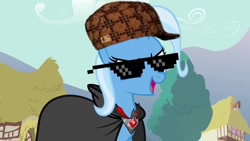 Size: 1280x720 | Tagged: safe, edit, edited screencap, screencap, trixie, pony, unicorn, g4, magic duel, alicorn amulet, female, glasses, hat, mare