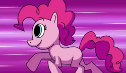 Size: 738x428 | Tagged: safe, artist:fera animations, pinkie pie, earth pony, pony, g4, female, mare, pink background, running, simple background, smiling, youtube link, zip lines