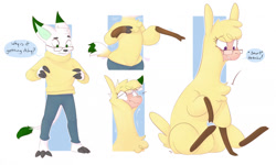 Size: 1280x769 | Tagged: safe, artist:fauvfox, paprika (tfh), oc, alpaca, them's fightin' herds, bori, character to character, clothes, cloven hooves, community related, furry, furry oc, glasses, neopets, sweater, transformation