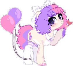 Size: 1469x1342 | Tagged: safe, artist:jeffapegas, artist:rickysocks, oc, oc only, earth pony, pony, balloon, base used, bow, clothes, female, hair bow, mare, simple background, socks, solo, transparent background