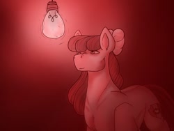 Size: 512x384 | Tagged: safe, artist:unknownfilters, apple bloom, earth pony, pony, g4, female, filly, foal, lightbulb, red light, solo