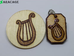 Size: 4000x3000 | Tagged: safe, artist:aracage, lyra heartstrings, g4, badge, cutie mark, irl, keychain, no pony, photo, pyrography, traditional art