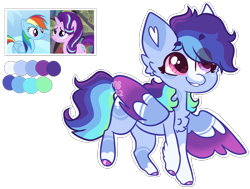 Size: 2194x1655 | Tagged: safe, artist:moccabliss, rainbow dash, starlight glimmer, oc, pegasus, pony, g4, female, filly, foal, magical lesbian spawn, offspring, parent:rainbow dash, parent:starlight glimmer, parents:glimmerdash, simple background, transparent background