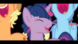 Size: 640x360 | Tagged: safe, applejack, fluttershy, pinkie pie, rainbow dash, rarity, twilight sparkle, earth pony, pegasus, pony, unicorn, g4, animated, applejack (male), black background, bubble berry, butterscotch, conbons, dusk shine, elusive, excited, male, male six, mane six, music, open mouth, rainbow blitz, simple background, sound, sound only, spell, stallion, transformation, transgender transformation, video, voice acting, webm