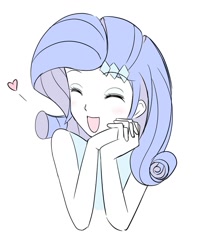 Size: 833x1035 | Tagged: safe, artist:auntie_grub, rarity, human, equestria girls, g4, ^^, cute, eyes closed, female, heart, open mouth, open smile, raribetes, simple background, smiling, solo, white background