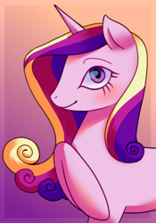 Size: 1044x1488 | Tagged: safe, artist:relighted, princess cadance, alicorn, pony, canterlot wedding 10th anniversary, g4, female, gradient, gradient background, mare, raised hoof, simple background