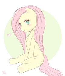 Size: 1180x1370 | Tagged: safe, artist:auntie_grub, fluttershy, pony, g4, cute, female, heart, looking at you, mare, shyabetes, simple background, sitting, smiling, smiling at you, solo, white background