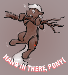 Size: 2048x2235 | Tagged: safe, artist:readcted, oc, oc only, earth pony, pony, hang in there, hanging, high res, solo, tree branch