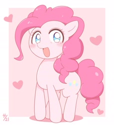 Size: 2025x2209 | Tagged: safe, artist:auntie_grub, pinkie pie, earth pony, pony, g4, female, heart, heart eyes, high res, looking at you, mare, open mouth, simple background, solo, white background, wingding eyes