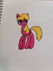 Size: 3000x4000 | Tagged: safe, artist:369treatment, cherry berry, earth pony, pony, g4, background pony, cute, female, happy, mare, simple background, smiling, solo, traditional art