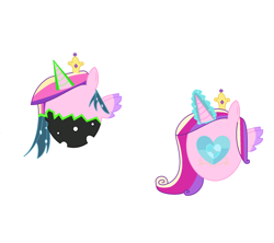 Size: 1968x1744 | Tagged: safe, artist:princessasparagus92, princess cadance, queen chrysalis, changeling, canterlot wedding 10th anniversary, g4, rock, simple background, white background