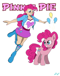 Size: 2248x2840 | Tagged: safe, pinkie pie, earth pony, human, pony, g4, breasts, busty pinkie pie, clothes, cutie mark, equestria girls outfit, grin, high res, human ponidox, humanized, self paradox, self ponidox, simple background, smiling, solo, transparent background