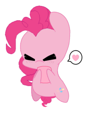 Size: 541x721 | Tagged: safe, artist:decokenite, artist:pokaluvstacos, pinkie pie, earth pony, pony, g4, base used, blushing, chibi, eyes closed, female, heart, i love you, letter, mare, paper, simple background, small, small pony, smol, solo, speech bubble, squint, white background