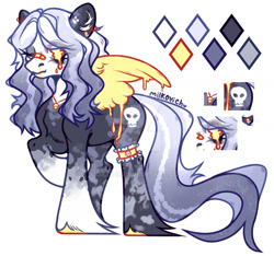 Size: 1600x1500 | Tagged: safe, artist:dillice, oc, oc only, pegasus, pony, ear fluff, ear piercing, earring, hoof fluff, jewelry, one eye closed, pegasus oc, piercing, raised hoof, reference sheet, simple background, solo, white background, wings, wink