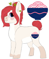 Size: 1195x1455 | Tagged: safe, artist:moonert, oc, oc only, earth pony, pony, coat markings, ear fluff, earth pony oc, food, noodles, simple background, smiling, socks (coat markings), solo, transparent background