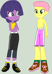 Size: 328x466 | Tagged: safe, artist:matthewjabeznazarioa, lavandula, li'l cheese, human, equestria girls, g4, the last problem, crossover, equestria girls-ified, exeron fighters, martial arts kids, martial arts kids outfits