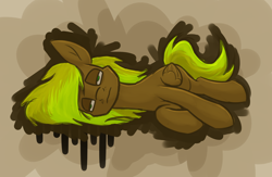 Size: 1650x1074 | Tagged: safe, artist:moonatik, oc, oc only, oc:moonatik, pegasus, pony, abstract background, alternate color palette, lying down, male, on side, pegasus oc, sick, solo, stallion