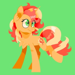 Size: 2048x2048 | Tagged: safe, artist:pastacrylic, sunset shimmer, pony, unicorn, g4, chest fluff, green background, high res, simple background, solo
