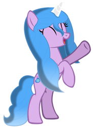 Size: 5865x8000 | Tagged: safe, artist:laszlvfx, izzy moonbow, pony, unicorn, g5, ^^, absurd resolution, base used, bipedal, colored horn, eyes closed, female, full body, hooves, horn, mare, open mouth, open smile, rearing, simple background, smiling, solo, tail, transparent background, vector, wet, wet mane