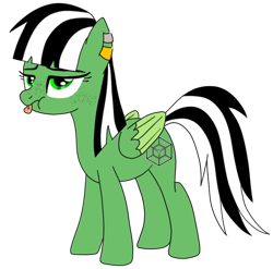 Size: 572x564 | Tagged: safe, artist:vilkathewolf, oc, oc only, oc:viridescent wings, pegasus, pony, ear piercing, freckles, piercing, simple background, solo, tongue piercing, transparent background