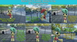 Size: 1920x1067 | Tagged: safe, artist:topsangtheman, barley barrel, pickle barrel, pegasus, pony, g4, 3d, comic, irl, looking at you, offscreen character, photo, ponies in real life, source filmmaker, talking to viewer