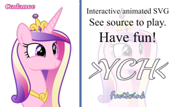 Size: 3200x2000 | Tagged: safe, alternate version, artist:favitwink, princess cadance, shining armor, pony, canterlot wedding 10th anniversary, g4, .svg available, 60 fps, :p, animated at source, animation at source, better version at source, boop, bust, click, closed mouth, commission, crown, cute, cutedance, eyes open, female, happy, high res, interactive, jewelry, link in description, looking forward, mare, meme, mlem, necklace, offscreen character, ponified, ponified meme, portrait, regalia, show accurate, silly, simple background, smiling, tiara, tongue out, transparent background, vector, ych animation, ych example, your character here