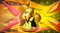 Size: 3840x2160 | Tagged: safe, artist:anime-equestria, artist:laszlvfx, edit, spitfire, pegasus, pony, g4, alternate hairstyle, alternate tailstyle, black dress, classy, clothes, dress, ear piercing, female, high res, lidded eyes, mare, piercing, scarf, sexy, show accurate, solo, tail, wallpaper, wallpaper edit, wings