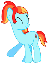 Size: 413x549 | Tagged: safe, artist:pagiepoppie12345, oc, oc only, oc:artie brush, pony, unicorn, eyes closed, female, mare, multicolored hair, paint, paintbrush, ponytail, rainbow hair, simple background, smiling, transparent background