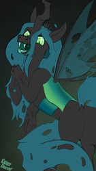 Size: 3000x5332 | Tagged: safe, artist:php165, queen chrysalis, changeling, changeling queen, canterlot wedding 10th anniversary, g4, angry, female, simple background, wings