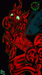 Size: 3000x5332 | Tagged: safe, alternate version, artist:php165, queen chrysalis, changeling, changeling queen, canterlot wedding 10th anniversary, g4, a tribe called quest, album cover, angry, female, giygas, wings