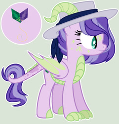 Size: 1024x1063 | Tagged: safe, artist:starvelvetyt, oc, oc only, oc:flourite, dracony, hybrid, base used, female, hat, interspecies offspring, offspring, outline, parent:rarity, parent:spike, parents:sparity, white outline