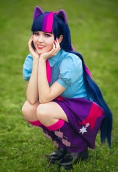 Size: 741x1080 | Tagged: safe, artist:krutaiamaria, twilight sparkle, human, equestria girls, g4, clothes, cosplay, costume, female, irl, irl human, photo, solo