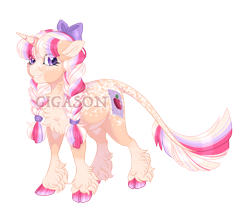 Size: 3200x2800 | Tagged: safe, artist:gigason, oc, oc:malinae, pony, unicorn, bow, female, hair bow, high res, magical lesbian spawn, mare, obtrusive watermark, offspring, parent:applejack, parent:twilight sparkle, parents:twijack, simple background, solo, transparent background, watermark