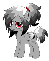 Size: 535x660 | Tagged: safe, artist:vilkathewolf, oc, oc only, oc:evanescent wings, pegasus, pony, ear piercing, emo, eyebrow piercing, eyeliner, makeup, nose piercing, piercing, simple background, smol, solo, transparent background