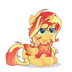 Size: 2500x2500 | Tagged: safe, artist:rachelclaradrawz, sunset shimmer, alicorn, pony, g4, alicornified, angry, base used, cute, eye clipping through hair, female, grumpy, high res, lying, lying down, madorable, mare, ponyloaf, prone, race swap, shimmercorn, simple background, solo, transparent background