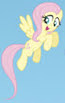 Size: 65x103 | Tagged: safe, fluttershy, pegasus, pony, g4, female, flying, mare, picture for breezies, sky, smiling, spread wings, wings