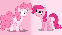 Size: 1005x573 | Tagged: safe, artist:muhammad yunus, pinkie pie, oc, oc:annisa trihapsari, g4, duo, palette swap, recolor