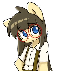 Size: 698x852 | Tagged: safe, artist:spheedc, oc, oc only, oc:sphee, anthro, cute, female, filly, foal, glasses, simple background, solo, white background