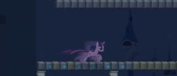 Size: 976x421 | Tagged: safe, twilight sparkle, pony, unicorn, g4, canterlot, female, game, gravity man, horn, mare, rage game, running, smiling, unicorn twilight