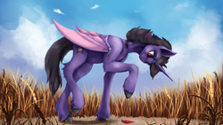 Size: 3840x2160 | Tagged: safe, artist:tenebrisnoctus, oc, oc only, alicorn, bat pony, bat pony alicorn, pony, bat pony oc, bat wings, high res, horn, solo, wings